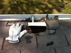 repairing a hole near the edge of a roof